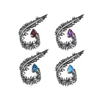 Итальянское мастерство в стиле ретро, оригинальное дизайнерское кольцо с драгоценными камнями натурального цвета, кольцо из стерлингового серебра 925 пробы с инкрустацией гранатом Opening is adjustable