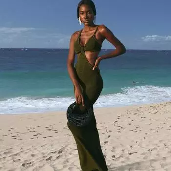 Итальянское винтажное длинное платье с лапшой, женское сексуальное облегающее вечернее эластичное клубное платье L