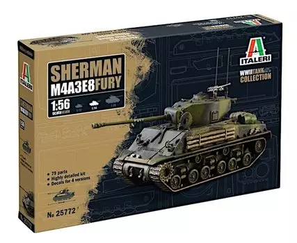Italeri Американский танк M4A3E8 Sherman Easy Eight времен Второй мировой войны, пластиковая модель IT25772 1/56