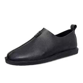 Italian Brand Men s Genuine Leather Casual Shoes Lightweight Comfortable Loafers Versatile Simple Black Men s Work Shoes 38