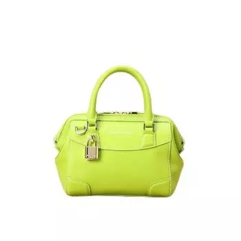 Italian Calf Leather Boston Bag Small Size Girls Yellow Green [Samantha Thavasa]