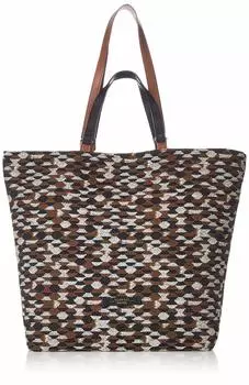 Italian Fabric Double Handle A4 Tote Bag Geometric 503063101619 Brown [Topkapi] -