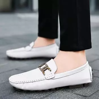 Italian Genuine Leather Men Casual Shoes Luxury Brand Soft Bottom Walking Loafers Breathable Slip on Driving Shoe Plus Size38-45 38 чёрный