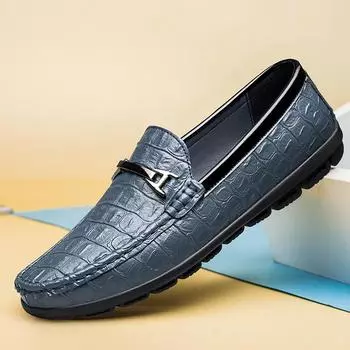 Italian High-end Genuine Leather Loafers Mens Luxury Brand-name Shoes Casual Shoes Moccasin Brand Genuine Leather Business Suits 37 чёрный