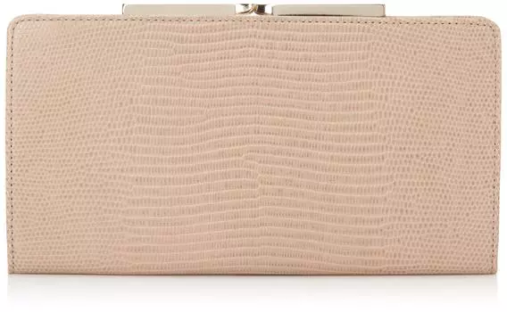 Italian leather lizard embossed long wallet LUCIA Greige [Topkapi]