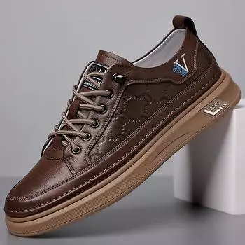 Italian Men s Brogue Shoes Handmade Sole Retro Leather Casual Shoes Trendy Crocodile Pattern Men s Low Top Shoes Free Delivery 38 чёрный