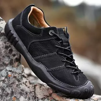 Italian Men s Genuine Leather Casual Shoes Handmade Soles Anti Slip Men s Oxford Shoes High-quality Outdoor Sports Shoes 38 чёрный