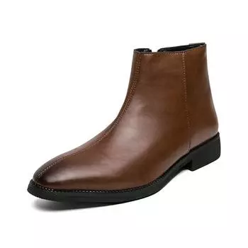 Italian Style Men s Chelsea Boots High-end Business Ankle Boots Pointed Brown Men s High Top Dress Shoes Soft Sole Comfortable 38