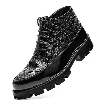 Итальянские зимние модные мужские снегоступы высокого качества Ботинки Челси Мужские уличные кожаные ботинки на платформе Мотоциклетные ботинки Bota 38