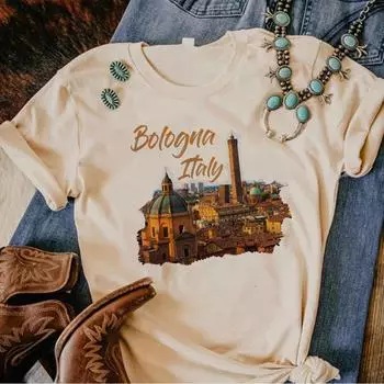 Италия футболка женская дизайнерская harajuku аниме футболки девушка комикс манга y2k одежда S чёрный