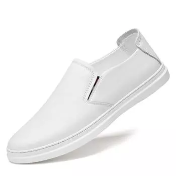 Италия Мужская повседневная обувь Летние лоферы из натуральной кожи Офисная обувь для мужчин Мокасины для вождения Удобная обувь без застежек белого цвета 42