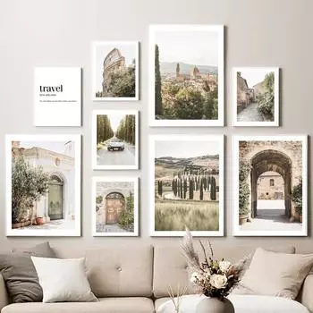 Италия природа городской автомобиль горный пейзаж настенная живопись на холсте плакаты на скандинавскую тему и принты настенные панно для декора гостиной A4 21X30cm No Framed