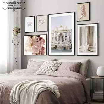 Италия Рим Старая архитектура Холст Картина Знаменитая скульптура Плакат Настенный художественный принт Классический стиль Картина Современный домашний декор 21*30cm