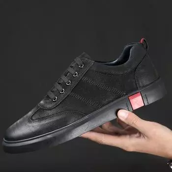 Italy Business Leather Shoes Lace Up Breathable Mens Shoes Fashion Handmade Casual Shoes Genuine Leather Black Formal Work Shoes 36 чёрный
