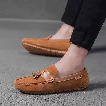 Italy Desgin Fashion men shoes Summer Soft Moccasins Men Loafers High Quality Leather Shoes Men Flats Driving Shoes men Shoes 38 чёрный