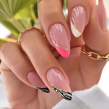Itemshop Гелевые типсы для ногтей Искусственные ногти Детали для самостоятельного дизайна ногтей Кубические длинные короткие, 2 шт., бюстгальтер 003_Point