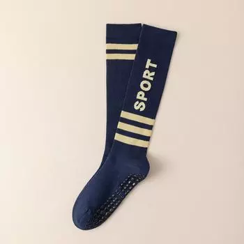 Itgirl Calf Yoga Socks Women s Socks Pure Cotton Non-Slip Silicone Pilates Fitness Socks Professional Sports Long Socks Navy blue