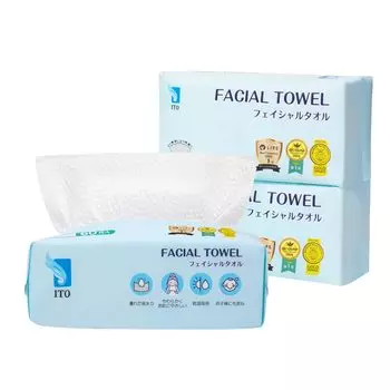 ITO Cleansing Facial 60 count x 3 ITO Original Shark Print Embossed Sensitive Irritation Disposable Face Face Skin Care Towel Towels, Towels, packs, белый