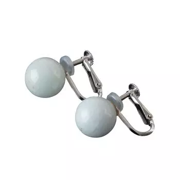 Itoigawa Natural Jade 10mm Bead Earrings White Spring Japanese Stone Jomon Power Stone Jade Workshop Certificate APS0121 (Screw Type/Silicon Cover) белый