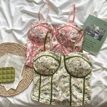 ITOOLIN милые укороченные топы с шикарным принтом, женские майки с подкладкой для бюстгальтера, сексуальные топы на бретелях с открытой спиной, летние женские милые майки, уличная одежда