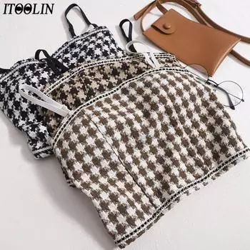 ITOOLIN женские эластичные майки-спагетти с подкладкой для бюстгальтера с ласточкой, топы на бретелях, летний сексуальный укороченный топ для женщин