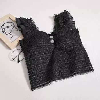 ITOOLIN женские кружевные топы на бретелях с подушечками для бюстгальтера, повседневные укороченные топы, трикотажные эластичные майки Y2K для женщин