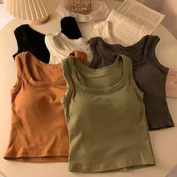 ITOOLIN женские зимние теплые утепленные однотонные вязаные топы на бретелях с подкладкой для бюстгальтера с круглым воротником эластичные тонкие топы для женщин