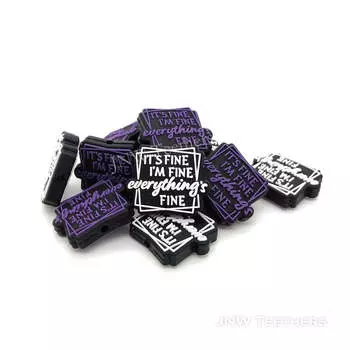 Its Fine Im Fine Everythings Fine Silicone Focal Beads silicone beads, Pen beads Set of 10 белый