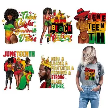 Июньский день, термонаклейки для одежды, чернокожие женщины, новый дизайн, аксессуары «сделай сам», принт на футболке, железная нашивка, принадлежности для рукоделия «сделай сам»