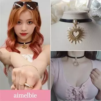 [IVE Gaeul, Kep1er Xiaoting ожерелье] Кожаное колье Heart Supernova — золото, версия 1.