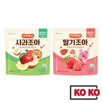 [Ivenet] ivenet Яблоко Joa 12 г, Клубника Joa 12 г, Детский перекус, Лиофилизированные фруктовые чипсы Apple