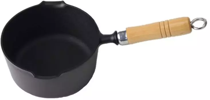 Iwachu One Hand Pot 16 Wooden Black Baked Inner Diameter 16cm IH Compatible Nambu Ironware 24070 (with Handle)