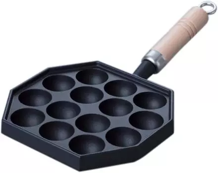 Iwachu Takoyaki 14 отверстий деревянный IH совместимый Отверстие 4 см Nanbu Ironware 90033 черный (с ручкой) диаметр ок. чёрный