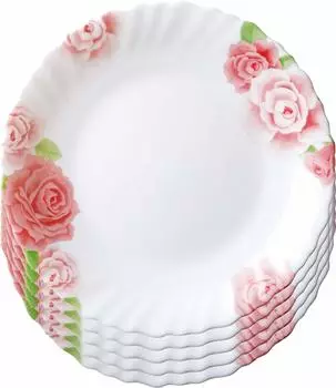 iwaki Glass Rose Small 19 см x Безопасно для использования в микроволновой печи B11369-RS Термостойкая столовая посуда, Термостойкое блюдо, Famiette, Узор, Тарелка, Набор из 5 предметов,