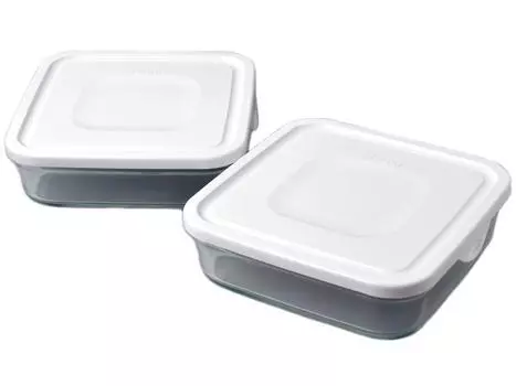 iwaki Heat Resistant Glass Pack Microwave Box Large Set of 2 White Stacking Pack Set of 2 & 1.2L белый