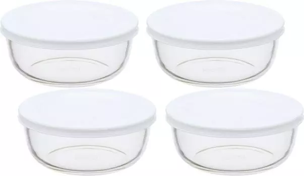 iwaki Контейнер для хранения из термостойкого стекла S 400 мл x 4 Набор для риса 1 порция Упаковка Чаша Белый KBC4140-W1 белый