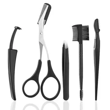 IWALT брови брови ножницы с бровями брови пинцет брови бизнес удобный для двойного использования набор, ножницы, расческа, уход, бритье,