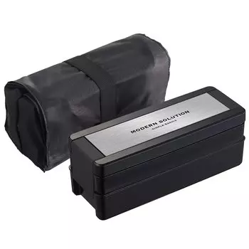 Iwasaki Kogyo Lunch Box 2 Tiers 940ml with Insulated Bag Hairline Easy Care Men s