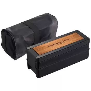 Iwasaki Kogyo Lunch Box 2 Tiers 940ml with Insulated Bag Wood Easy Care Men s