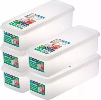 Iwasaki Kogyo Made in Japan Antibacterial Microwave Safe Food Storage Container NEO Keeper Clear 2L Case Set of 5 LSX343 Noodle/Pasta