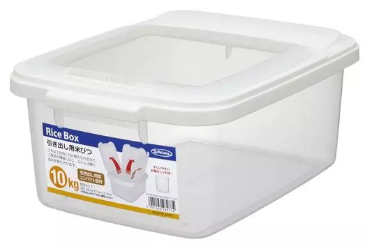 Iwasaki Kogyo Made in Japan Drawer Rice Bin 10kg Clear B-2897PN