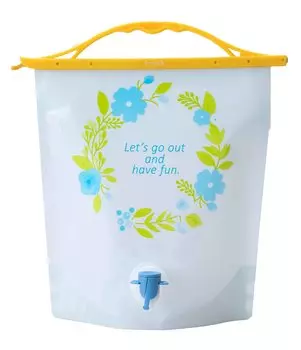 Iwatani Materials Water Tank Washable Water Bag 3L Flower Blue Comes with Disaster Folds Compactly WWB-3FB Washable, Dryable, Easy-to-Pour Faucet,
