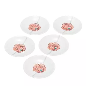 Iwataya plate set Mizuhiki pattern Taishigama Kutani-yaki Kutani-yaki (No. 4) Red-painted K8-95