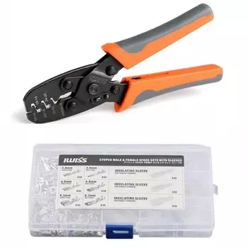 IWISS Flat Terminal Sleeve Total 270 Pieces for Wiring Work Open Parallel Terminal General Purpose Crimping Pliers 270KIT Male/Female IWS-1424A +