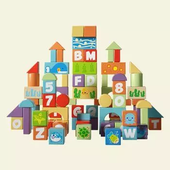 Iwood Boys and Girls Sea Animals Barrel Building Blocks/Деревянные крупные частицы интеллектуальных игрушек для детей 1-3 лет Подарок на день рождения ко Дню защиты детей красный