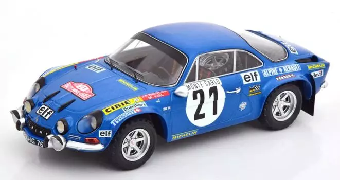 IXO Renault Mini Car RENAULT ALPINE A110 1800S N 21 Rally Monte Carlo 1973 1/24 JP.NICOLAS/M.VIAL [Предмет] синий