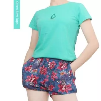 Iyengar Summer Silm Breathable High Elasticity Pure Cotton Perspiration Absorption Property Good Thin Short-Sleeved T-shirt Women s Tops Yoga Clothes Green Tops (bow) 2XL