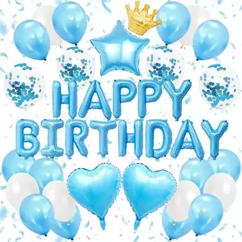 Iysoll украшение на день рождения воздушный шар с днем рождения украшение на день рождения воздушный шар в форме сердца воздушный шар с конфетти день рождения празднование светло-голубой