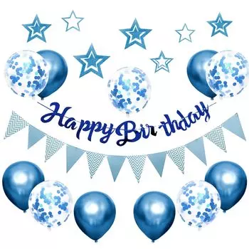 Iysoll Воздушные шары для украшения дня рождения Воздушный шар на день рождения Гирлянда на день рождения Роскошные тканевые украшения на день рождения Легко установить Мальчики Девочки Синий