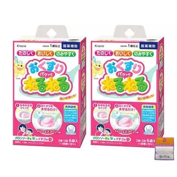 из 2 Kracie Okusuri Pakutto Nerune со вкусом дыни и соды, со вкусом клубники x 3 x 2 коробки 12 желе Medication Aid Jelly Маленький подарок включен [Набор коробок] (2